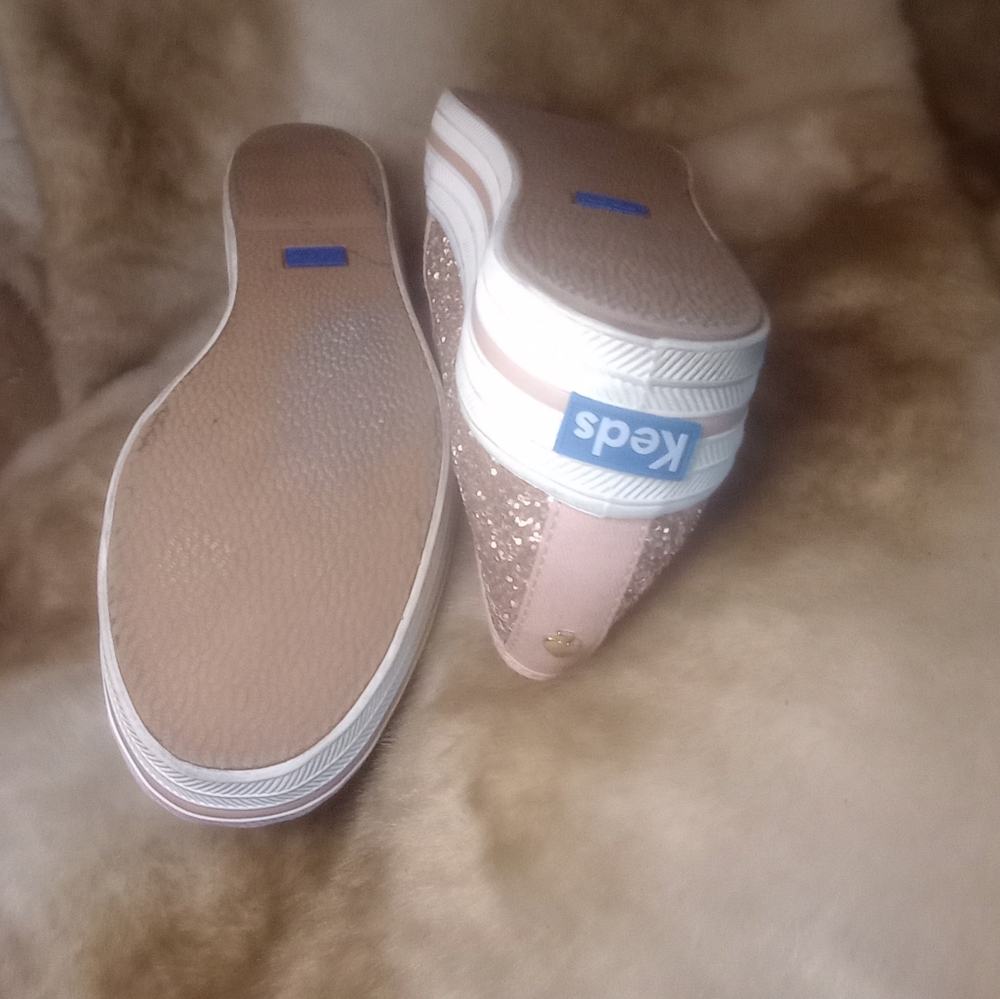 Kate Spade Glitter Keds Pink Slip Ons - Picture 7 of 11